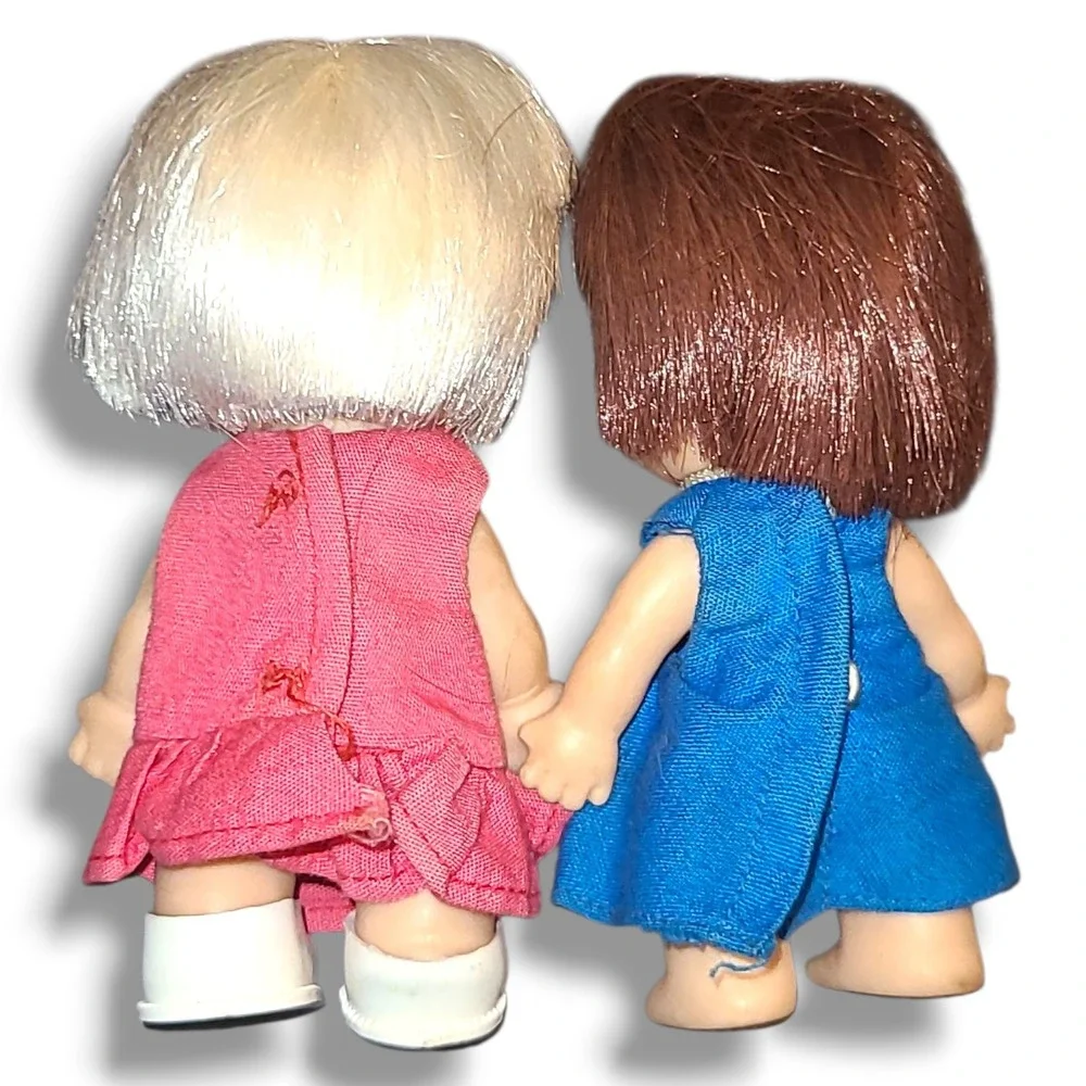 2 Baby Pee Wee Dolls‎ 1966 Pair Hong Kong Vintage Mini Dolls Dresses